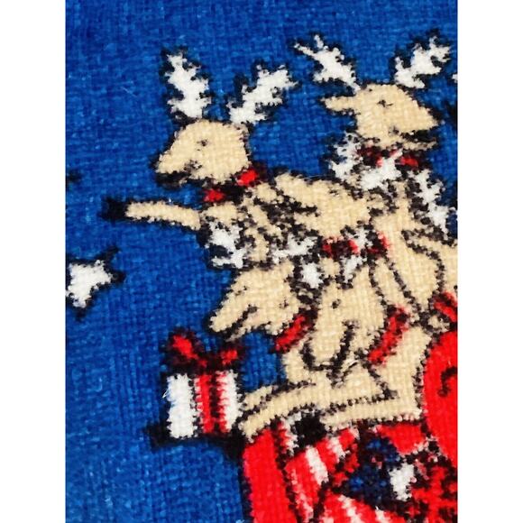 Vintage Hilasal Christmas Holiday Hand/Bar Bath Towels Set of 2 Reindeer Sleigh - Picture 4 of 9